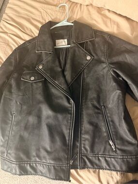 Target Black Faux Leather Moto Jacket with Silver Hardware
